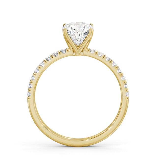 Cushion Diamond Engagement Ring 9K Yellow Gold Solitaire With Side Stones - Wellow ENCU34S_YG_UP