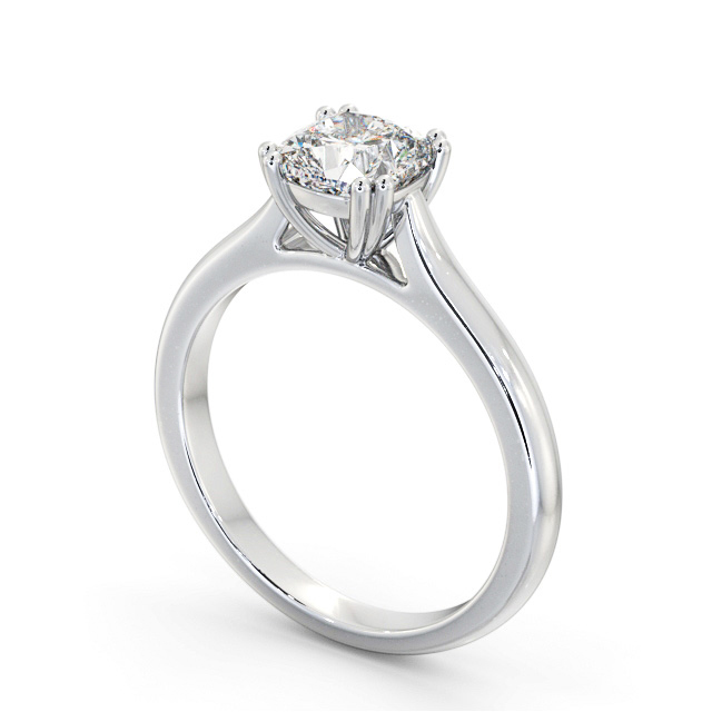 Cushion Diamond Engagement Ring Platinum Solitaire - Brandsby ENCU35_WG_SIDE