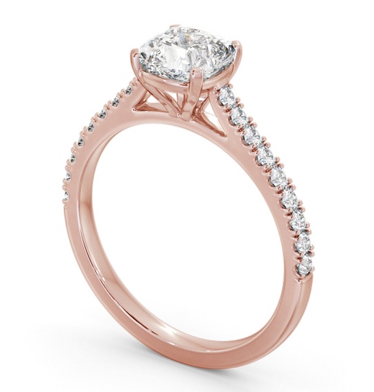 Cushion Diamond 4 Prong Engagement Ring 9K Rose Gold Solitaire with Channel Set Side Stones ENCU36S_RG_THUMB1 