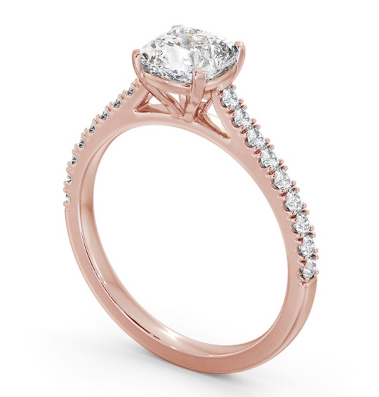 Cushion Diamond 4 Prong Engagement Ring 18K Rose Gold Solitaire with Channel Set Side Stones ENCU36S_RG_THUMB1