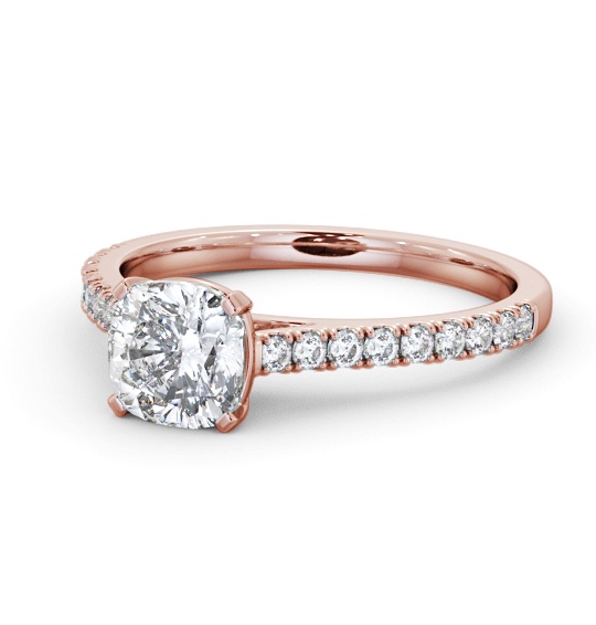  Cushion Diamond Engagement Ring 9K Rose Gold Solitaire With Side Stones - Ilmena ENCU36S_RG_THUMB2 