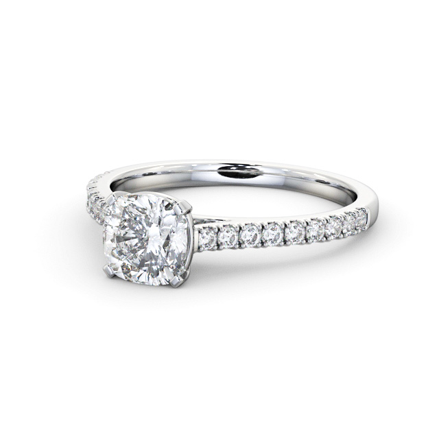 Cushion Diamond Engagement Ring Palladium Solitaire With Side Stones - Ilmena ENCU36S_WG_FLAT