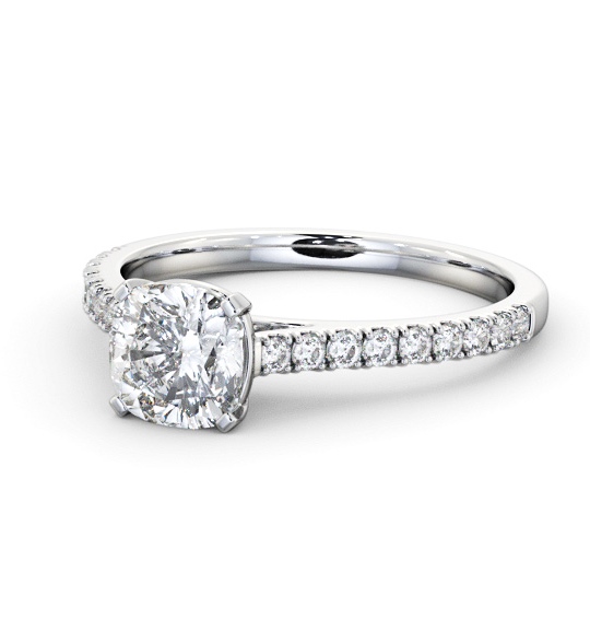  Cushion Diamond Engagement Ring Platinum Solitaire With Side Stones - Ilmena ENCU36S_WG_THUMB2 