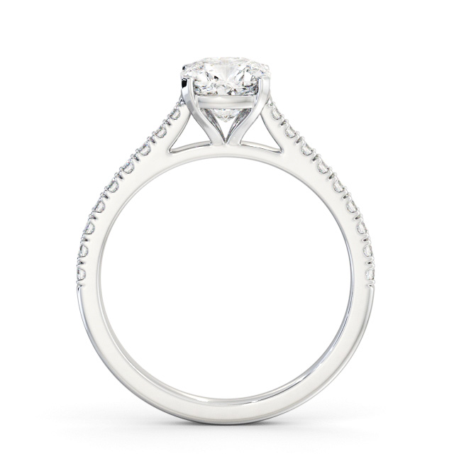 Cushion Diamond Engagement Ring Palladium Solitaire With Side Stones - Ilmena ENCU36S_WG_UP