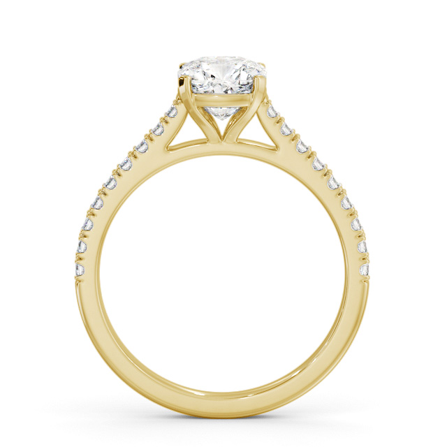 Cushion Diamond Engagement Ring 9K Yellow Gold Solitaire With Side Stones - Ilmena ENCU36S_YG_UP