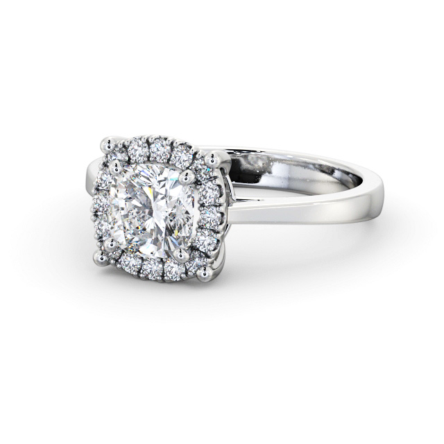 Halo Cushion Diamond Engagement Ring 18K White Gold - Fernanda ENCU37_WG_FLAT