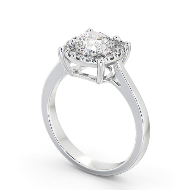 Halo Cushion Diamond Engagement Ring 18K White Gold - Fernanda ENCU37_WG_SIDE