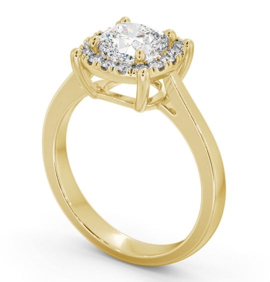 Halo Cushion Diamond Engagement Ring 18K Yellow Gold - Fernanda ENCU37_YG_THUMB1