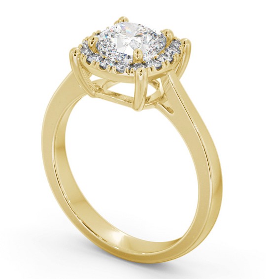 Halo Cushion Diamond Cluster Engagement Ring 18K Yellow Gold ENCU37_YG_THUMB1