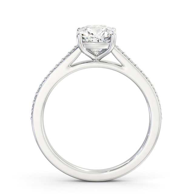 Cushion Diamond Engagement Ring Palladium Solitaire With Side Stones - Cavan ENCU37S_WG_UP