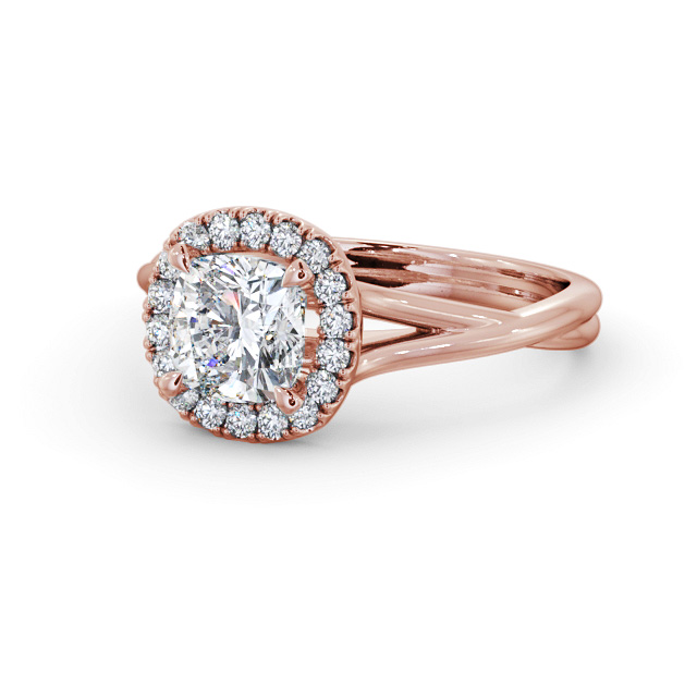 Halo Cushion Diamond Engagement Ring 18K Rose Gold - Nydia ENCU38_RG_FLAT
