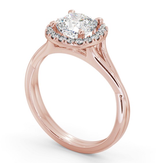 Halo Cushion Diamond Crossover Band Engagement Ring 18K Rose Gold ENCU38_RG_THUMB1