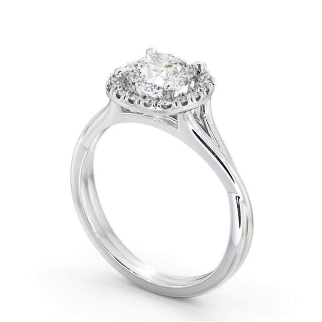 Halo Cushion Diamond Engagement Ring Platinum - Nydia ENCU38_WG_SIDE