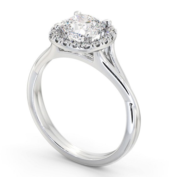 Halo Cushion Diamond Crossover Band Engagement Ring Platinum ENCU38_WG_THUMB1 