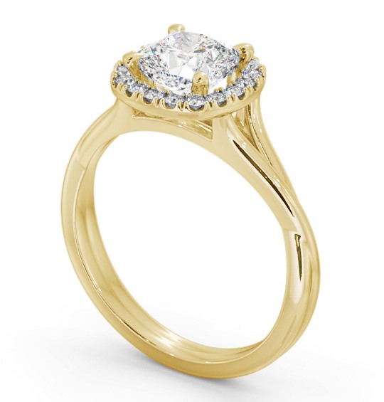 Halo Cushion Diamond Crossover Band Engagement Ring 18K Yellow Gold ENCU38_YG_THUMB1 