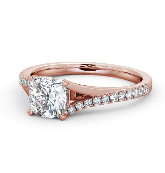 Cushion Diamond Engagement Ring 9K Rose Gold Solitaire with Offset Side Stones ENCU38S_RG_THUMB2 