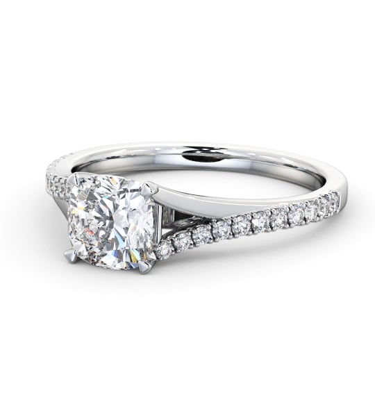 Cushion Diamond Engagement Ring Palladium Solitaire with Offset Side Stones ENCU38S_WG_THUMB2 
