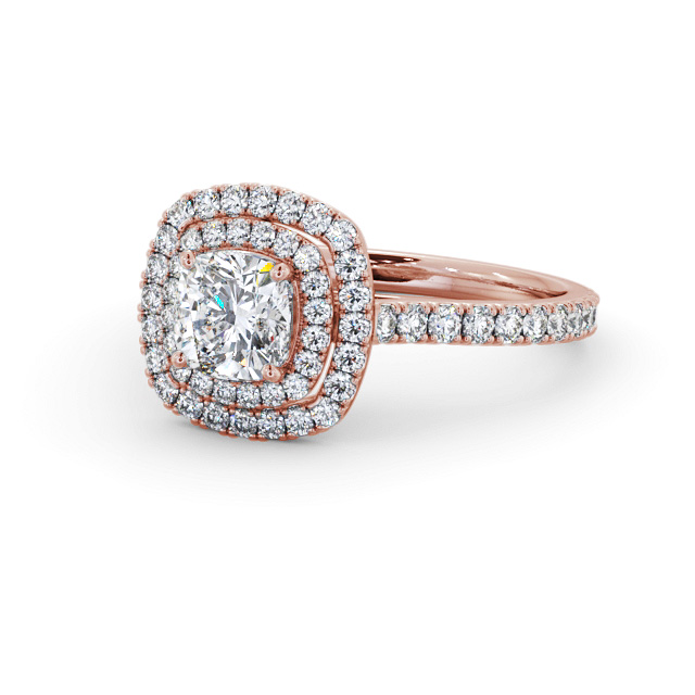 Halo Cushion Diamond Engagement Ring 9K Rose Gold - Kimcoe ENCU39_RG_FLAT