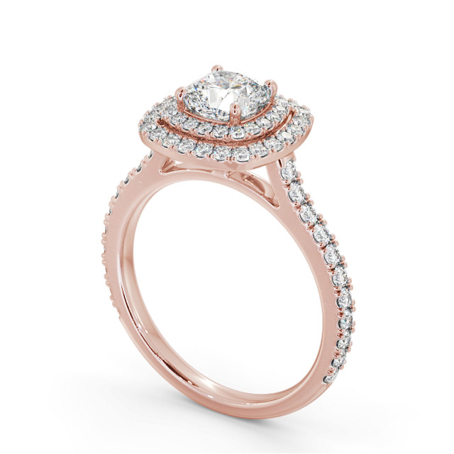 Halo Cushion Diamond Engagement Ring 9K Rose Gold - Kimcoe ENCU39_RG_SIDE