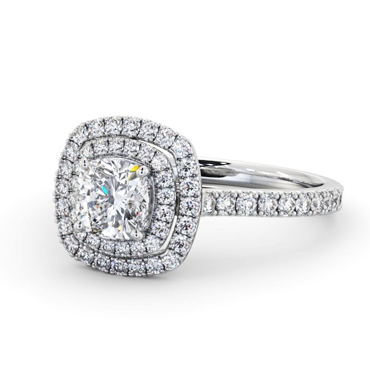  Halo Cushion Diamond Engagement Ring Platinum - Kimcoe ENCU39_WG_THUMB2 