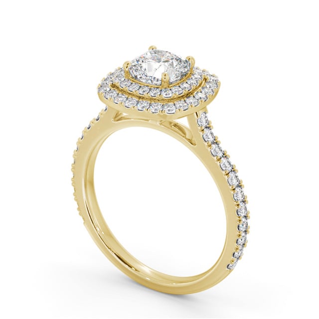 Halo Cushion Diamond Engagement Ring 18K Yellow Gold - Kimcoe ENCU39_YG_SIDE