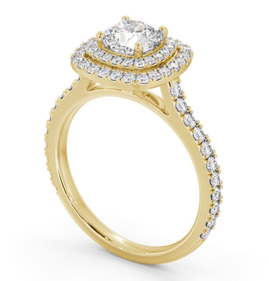 Double Halo Cushion Diamond Engagement Ring 9K Yellow Gold ENCU39_YG_THUMB1 