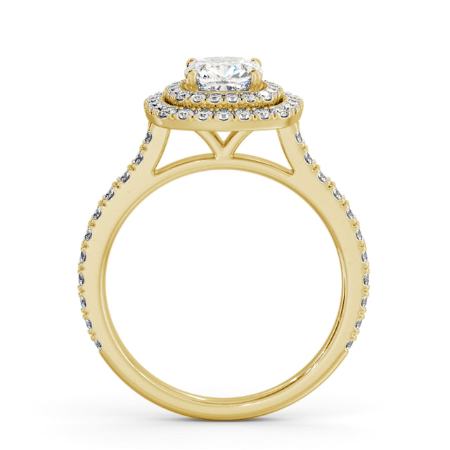 Halo Cushion Diamond Engagement Ring 18K Yellow Gold - Kimcoe ENCU39_YG_UP