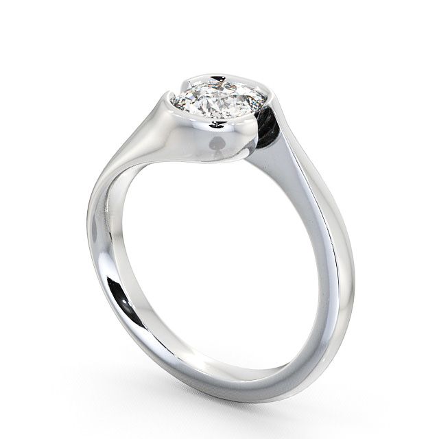 Cushion Diamond Engagement Ring 18K White Gold Solitaire - Glencoe