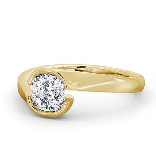 Cushion Diamond Open Bezel Engagement Ring 18K Yellow Gold Solitaire ENCU3_YG_THUMB2 