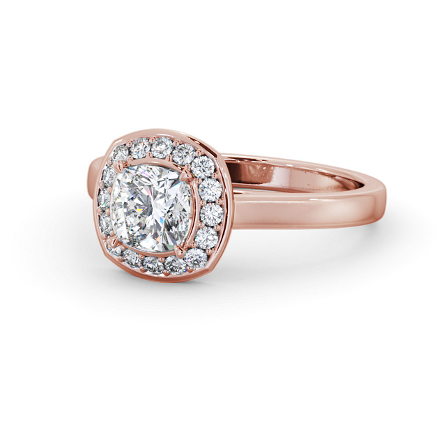 Halo Cushion Diamond Engagement Ring 9K Rose Gold - Resoline ENCU40_RG_FLAT