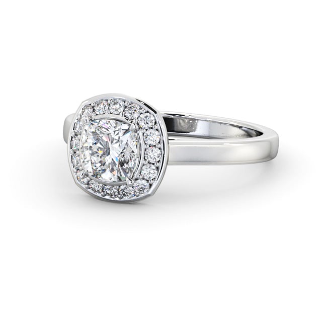 Halo Cushion Diamond Engagement Ring 18K White Gold - Resoline ENCU40_WG_FLAT