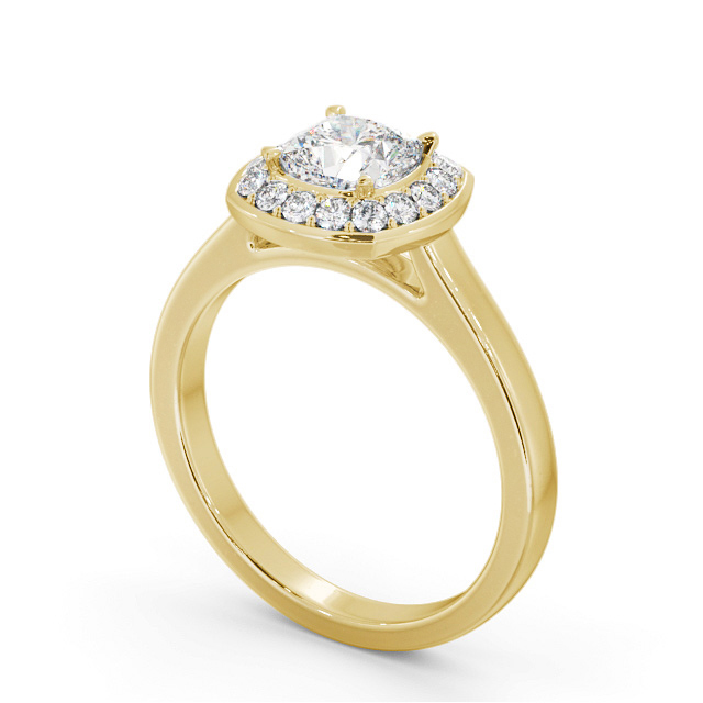Halo Cushion Diamond Engagement Ring 9K Yellow Gold - Resoline ENCU40_YG_SIDE