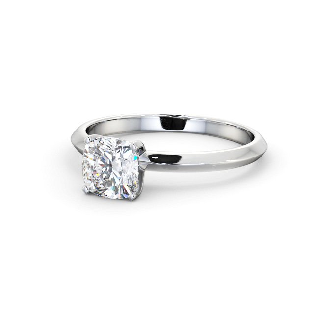 Cushion Diamond Engagement Ring Platinum Solitaire - Onchan ENCU41_WG_FLAT