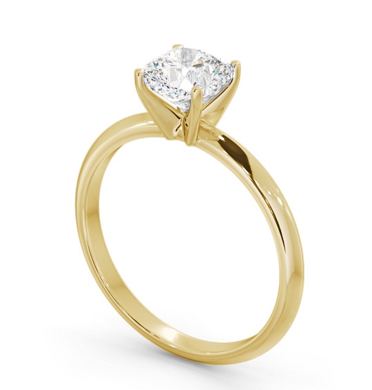 Cushion Diamond Knife Edge Band Engagement Ring 18K Yellow Gold Solitaire ENCU41_YG_THUMB1