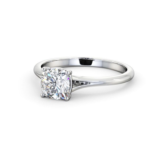 Cushion Diamond Engagement Ring Platinum Solitaire - Coraline ENCU42_WG_FLAT