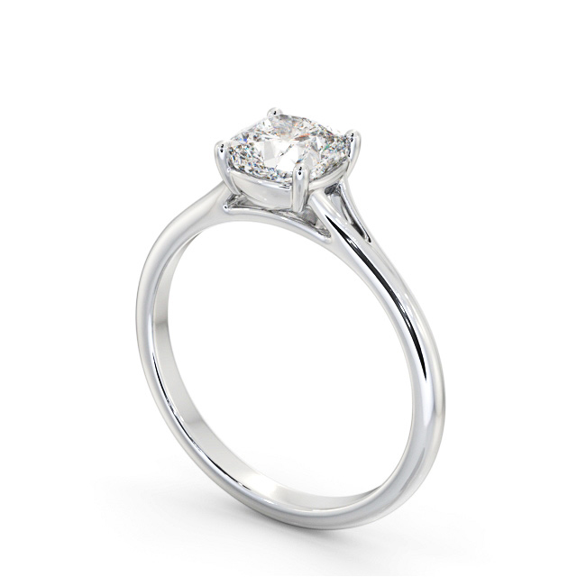 Cushion Diamond Engagement Ring Platinum Solitaire - Coraline ENCU42_WG_SIDE