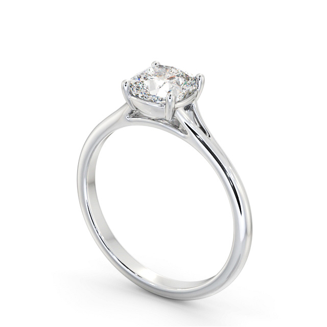 Cushion Diamond Engagement Ring 9K White Gold Solitaire - Coraline ENCU42_WG_SIDE