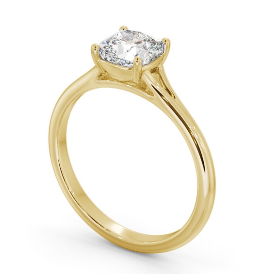 Cushion Diamond Floating Head Design Engagement Ring 18K Yellow Gold Solitaire ENCU42_YG_THUMB1