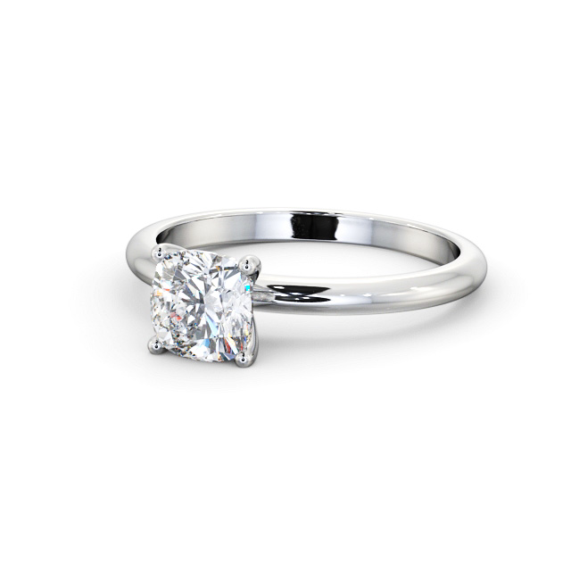 Cushion Diamond Engagement Ring Platinum Solitaire - Malloy ENCU43_WG_FLAT