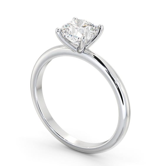Cushion Diamond Sleek 4 Prong Engagement Ring 18K White Gold Solitaire ENCU43_WG_THUMB1 
