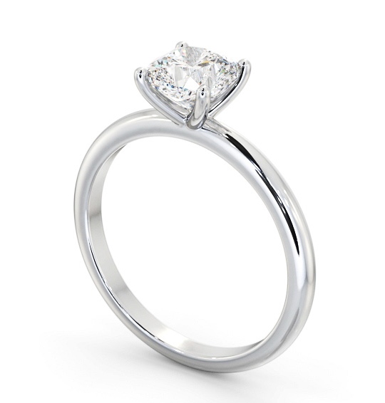 Cushion Diamond Sleek 4 Prong Engagement Ring Platinum Solitaire ENCU43_WG_THUMB1