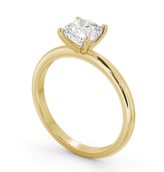 Cushion Diamond Sleek 4 Prong Engagement Ring 9K Yellow Gold Solitaire ENCU43_YG_THUMB1