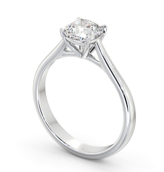 Cushion Diamond Classic 4 Prong Engagement Ring 18K White Gold Solitaire ENCU44_WG_THUMB1 