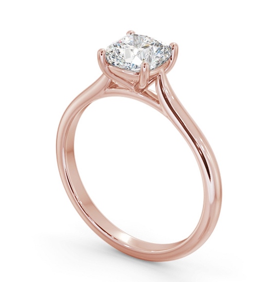 Cushion Diamond Tapered Band 4 Prong Engagement Ring 18K Rose Gold Solitaire ENCU45_RG_THUMB1 