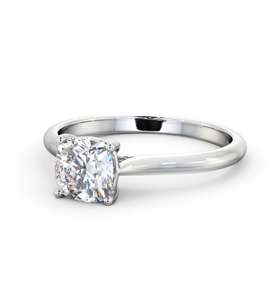 Cushion Diamond Tapered Band 4 Prong Engagement Ring 18K White Gold Solitaire ENCU45_WG_THUMB2 