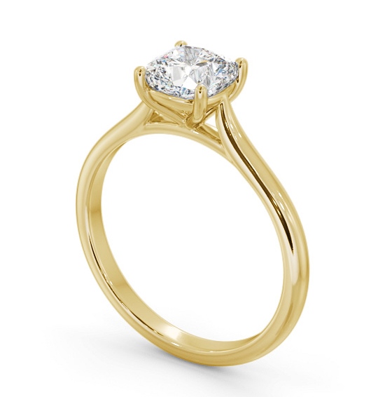 Cushion Diamond Tapered Band 4 Prong Engagement Ring 18K Yellow Gold Solitaire ENCU45_YG_THUMB1 