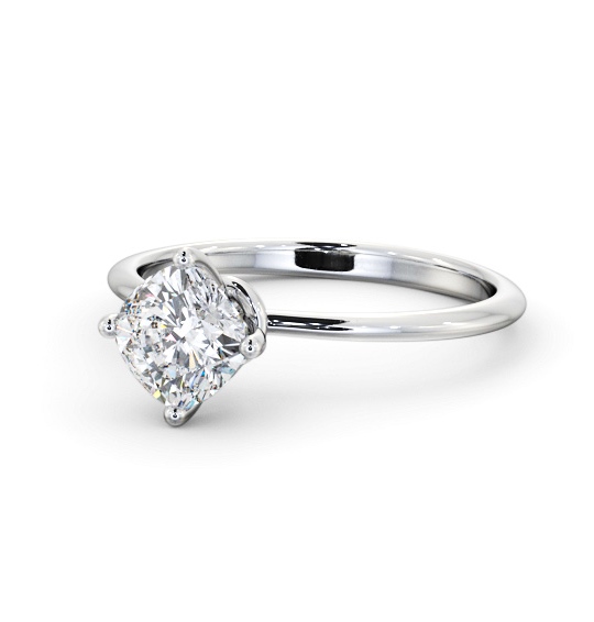 Cushion Diamond Dainty 4 Prong Engagement Ring Platinum Solitaire ENCU46_WG_THUMB2 