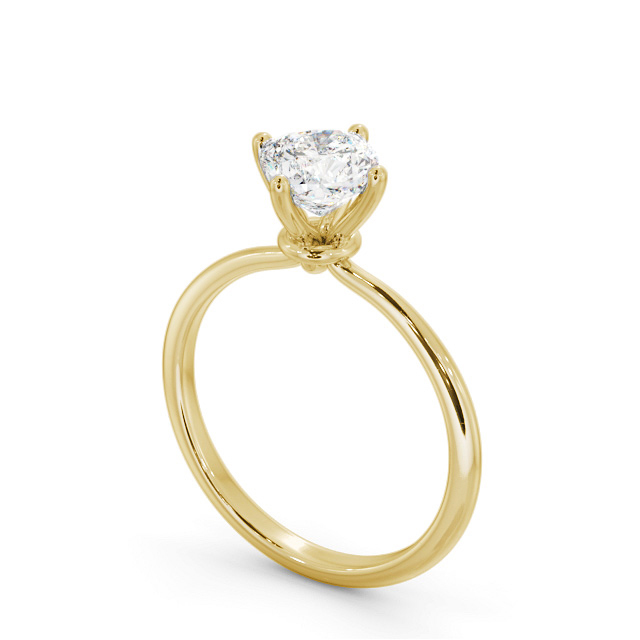 Cushion Diamond Engagement Ring 18K Yellow Gold Solitaire - Flora ENCU46_YG_SIDE
