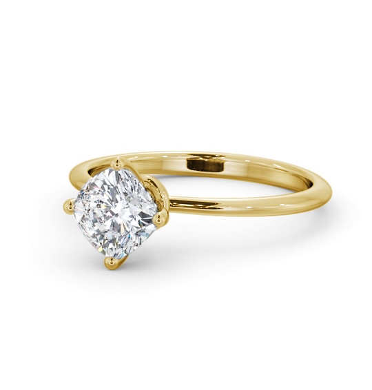  Cushion Diamond Engagement Ring 18K Yellow Gold Solitaire - Flora ENCU46_YG_THUMB2 