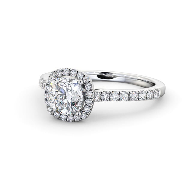 Halo Cushion Diamond Engagement Ring 18K White Gold - Torin ENCU47_WG_FLAT